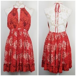 Free People Red Backless Beach Day Mini Dress - M